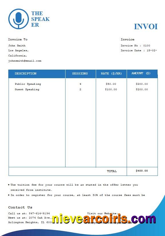 Free Speaker Invoice